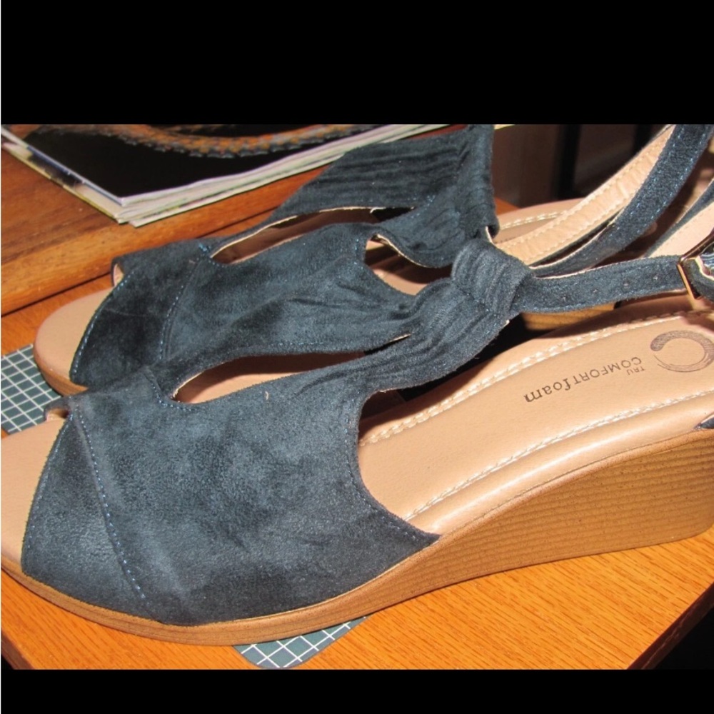 Time and Tru Navy Wedge Sandals